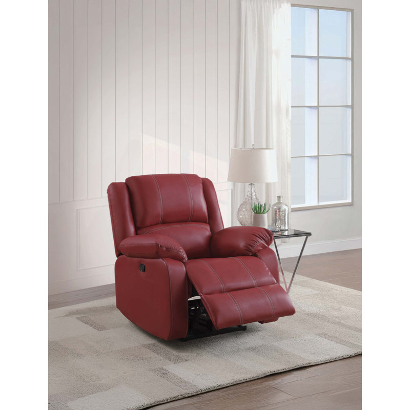 Hagar Upholstered Motion Recliner, Manual, Dark Red