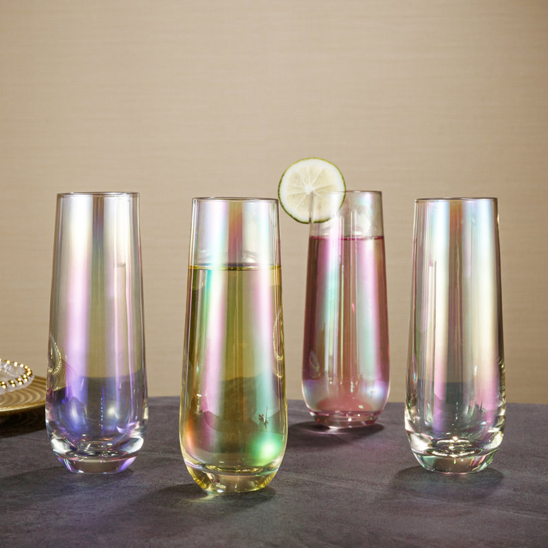 4 Piece 266ml Glass Flute Set