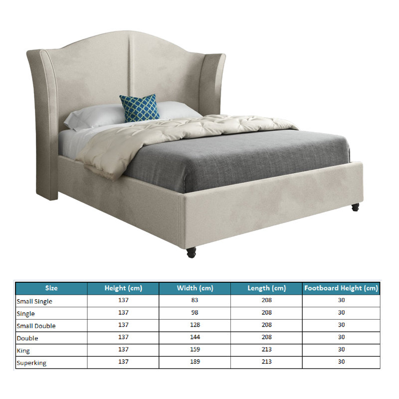 Anastasha Upholstered Bed, Single (3'), Beige