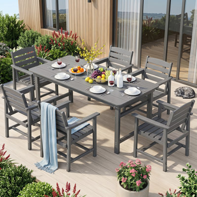  Ensemble de salle à manger rectangulaire pour 6 personnes avec 6 chaises, ensemble de table de salle à manger en PEHD