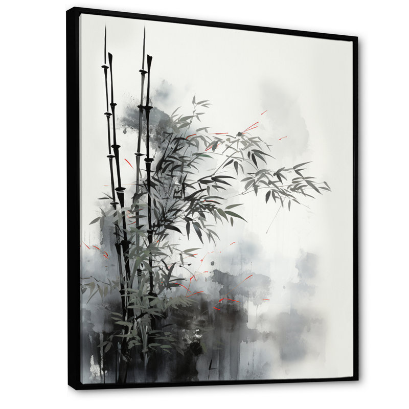 Isotta Asian Art Classics Sumi I - décoration murale asiatique, H 32 po x l 16 po x P 1 po, Cadre flottant noir