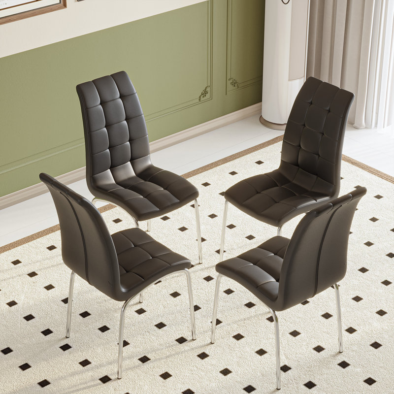 Chaise d'appoint rembourrée en cuir Burcker, Noir