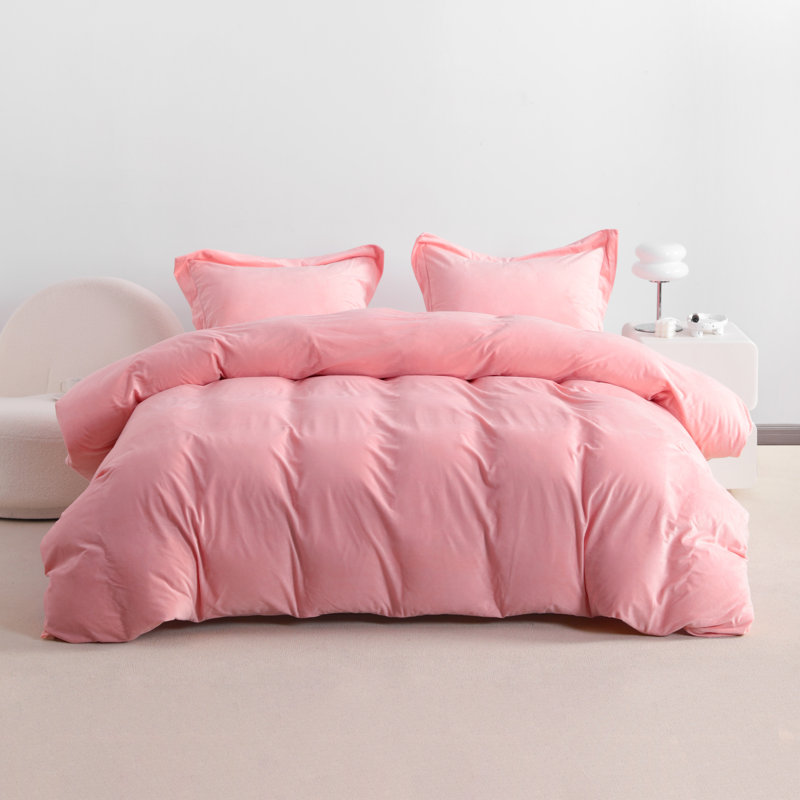 Polyester Duvet Cover, Pink, Twin Duvet Cover + 1 Standard Sham