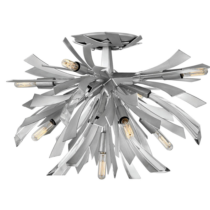 Vida 24" Nine-Light Modern Semi-Flush Mount Ceiling Light w/ Crystal Accents