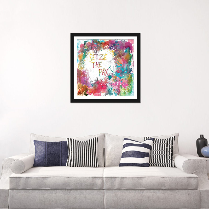 Seize The Day by Carol Robinson - Gallery-Wrapped Canvas Giclée, 16" H x 16" W x 1" D, Black Framed Fine Art Paper, White