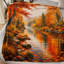 Couverture automnale motif forêt et rivière, couleurs d'automne éclatantes, imprimé boisé, jeté douillet en peluche pour canapé, lit et décoration intérieure-134290265