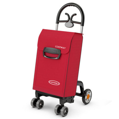 Folding Shopping Cart Utility Hand Truck With Rolling Swivel Wheels -  Spiritual Realm, W001343Red