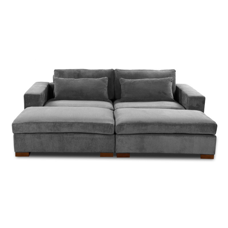 Erlendur 4 - Piece Upholstered Sectional, Gray Corduroy