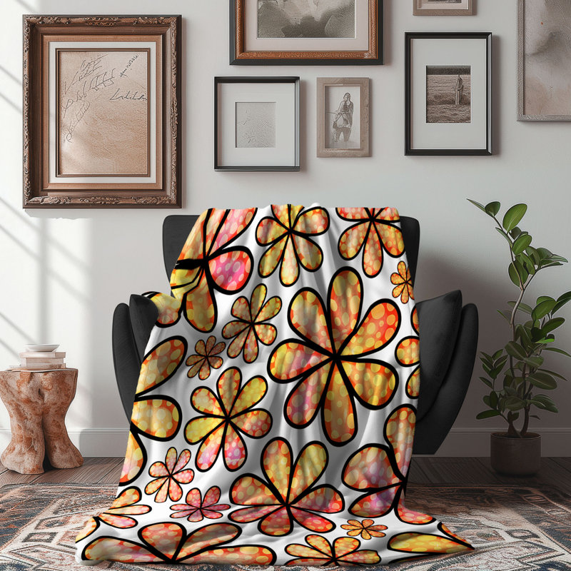 Groovy Gerbera Gala - 1 Piece Premium Sherpa Blanket, Lit simple