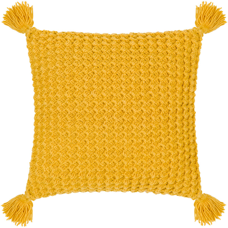 Makrome Wool Blend Reversible Pillow Cover, 22"H x 22"W, Orange