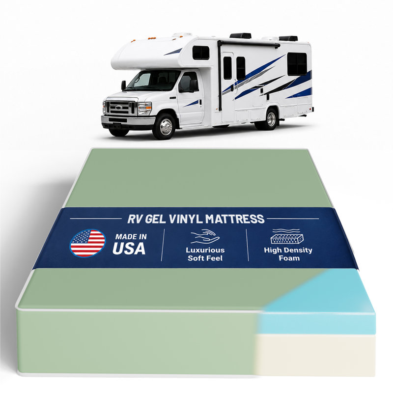 10-Inch High-Density Cooling Gel Memory Foam Vinyl RV Mattress Replacement, Medium Firm, Camper Vans, 75" X 34", 10"