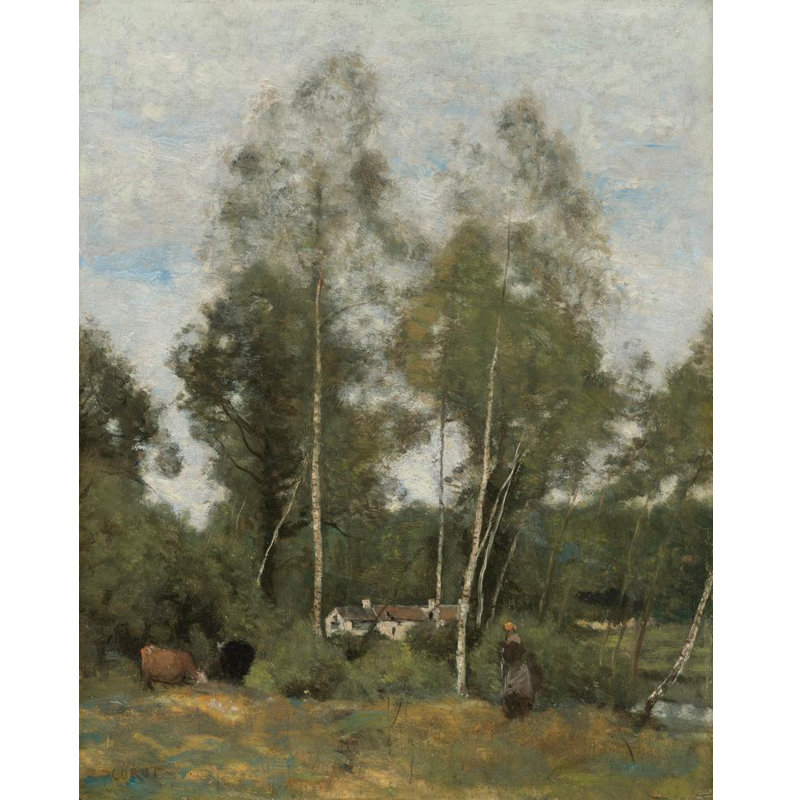 «Clairière du bois pierre, aux Evaux, Prés Château-thierry» par Jean-Baptiste-Camille Corot - Art mural sur toile tendue avec châssis