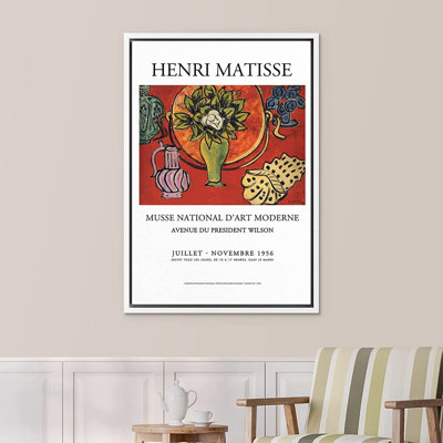 Signe, reproduction d'art sur toile encadrée, Musse National D'art, affiche, abstrait, coups de pinceau, illustrations, expressionnisme, traditionnel, multicolore, coloré, pour le salon, la chambre à coucher, le bureau, 24 po x 36 po, blanc