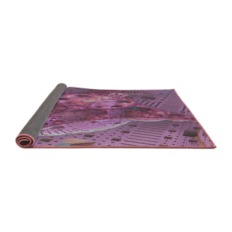 Tapis mauve à métier motorisée, Rond 6 pi