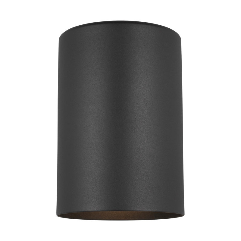 Cylinders 1 - Light Outdoor Flush Mount, 9" H x 6" W x 6" D, Black, No