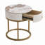 Table de chevet moderne 19,68 "avec tiroir, table de bout ronde en marbre avec rangement, table d'appoint pour le salon et la chambre à coucher