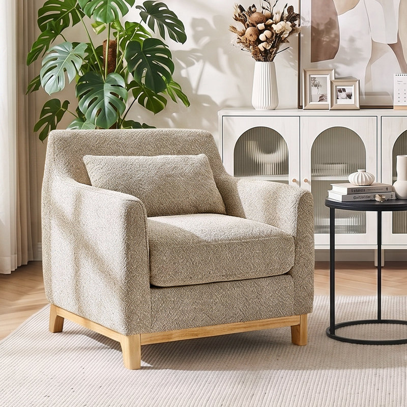 Jazmere 31.5" Armchair, Camel Boucle, Natural