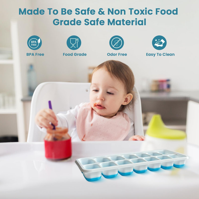 Mantraraj Silicone Ice Cube Trays 9 Pack With Non-spill Removable Lids And Ice Tong Easy To Remove Ice Cube Tray