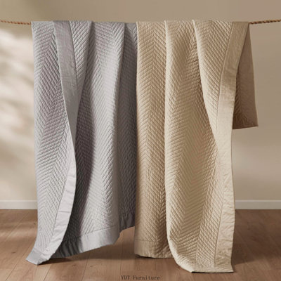 3 Piece Full Queen Cotton Quilt Set, Linen
