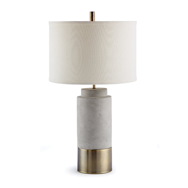 Zigler Concrete and Brass Accent Cylinder Table Lamp in Natural Concrete/Antique Bronze