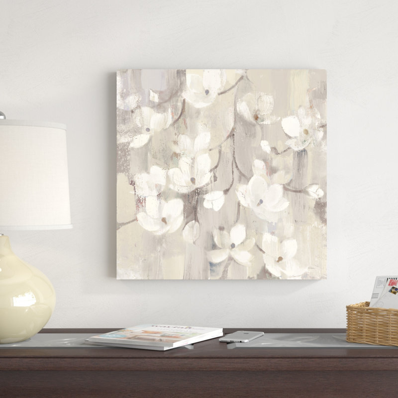 " Magnolias In Spring II Neutral " by Albena Hristova Painting Print, 20" H x 20" W x 1.25" D