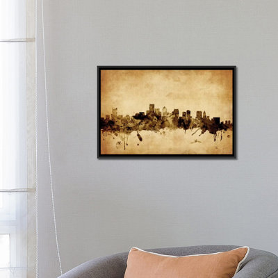 Foxed (rétro) série d’horizons : boston, massachusetts, usa, impression sur toile tendue