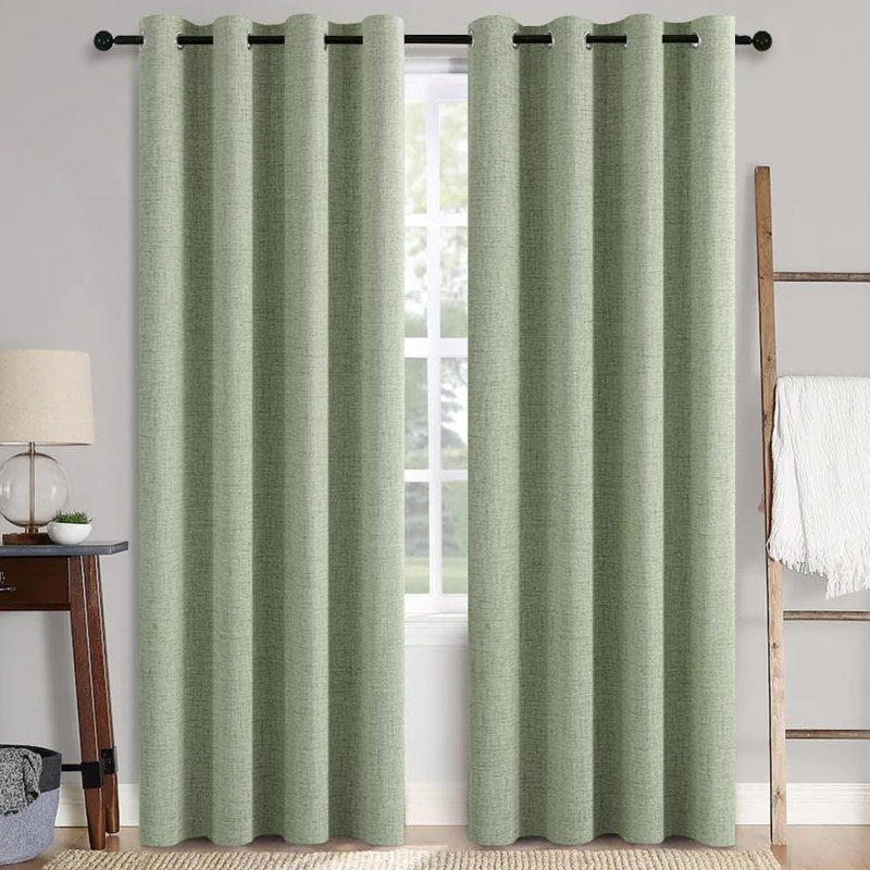 Rideaux 100% lin occultant (2 panneaux), Vert sauge, L 52 po x L 84 po