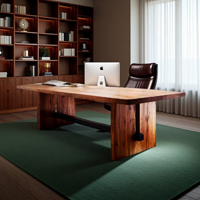 Oak-colored solid wood rectangular office table