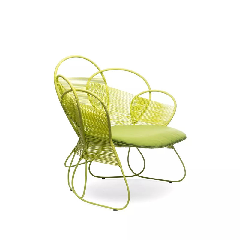Trame Outdoor Lounge Chair, Canvas Macaw, Avacado Green