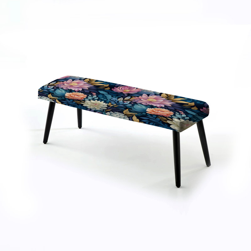 Motif bohème enchanté - banc rembourré floral noir