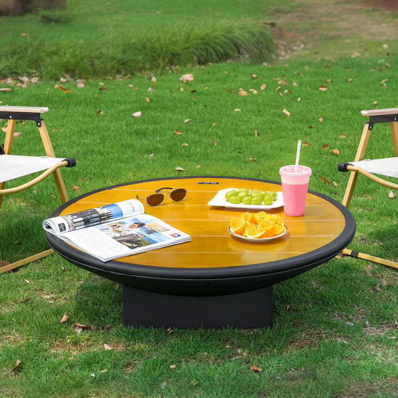 Table de foyer d'extérieur 32 "avec couvercle pour rassemblements de feu de joie extérieurs, foyers d'extérieur au bois pour patio extérieur