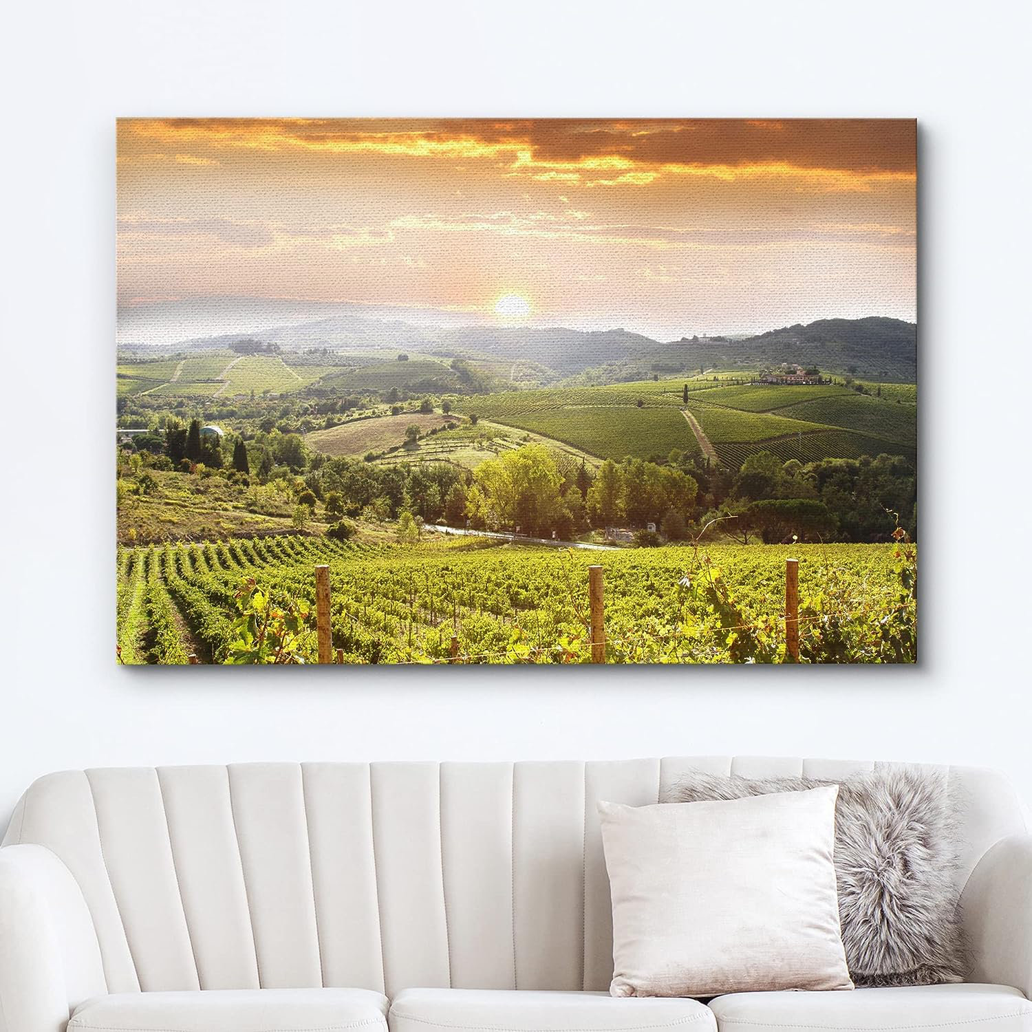 IDEA4WALL Canvas Print Wall Art Vineyard Landscape In Tuscany, Italy