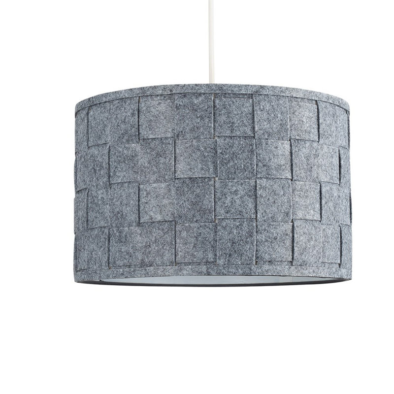Monza 20cm H Cotton Drum Pendant Shade ( Clip On ) in Grey