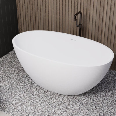 55" Freestanding Solid Surface Bathroom Soaking Tub