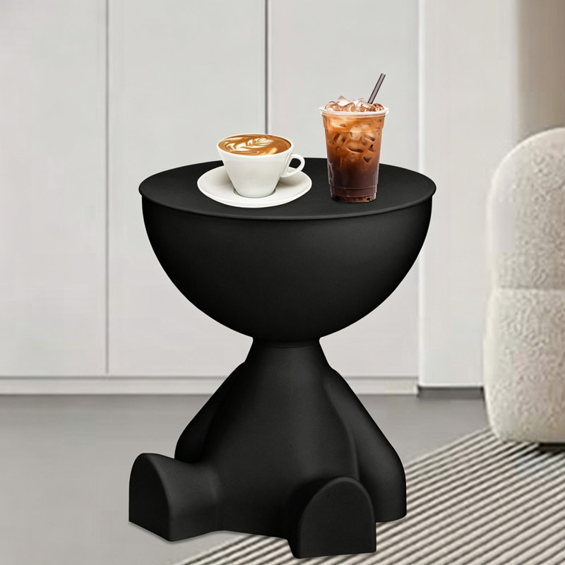 Mini table d'appoint circulaire, Noir, Black, Black