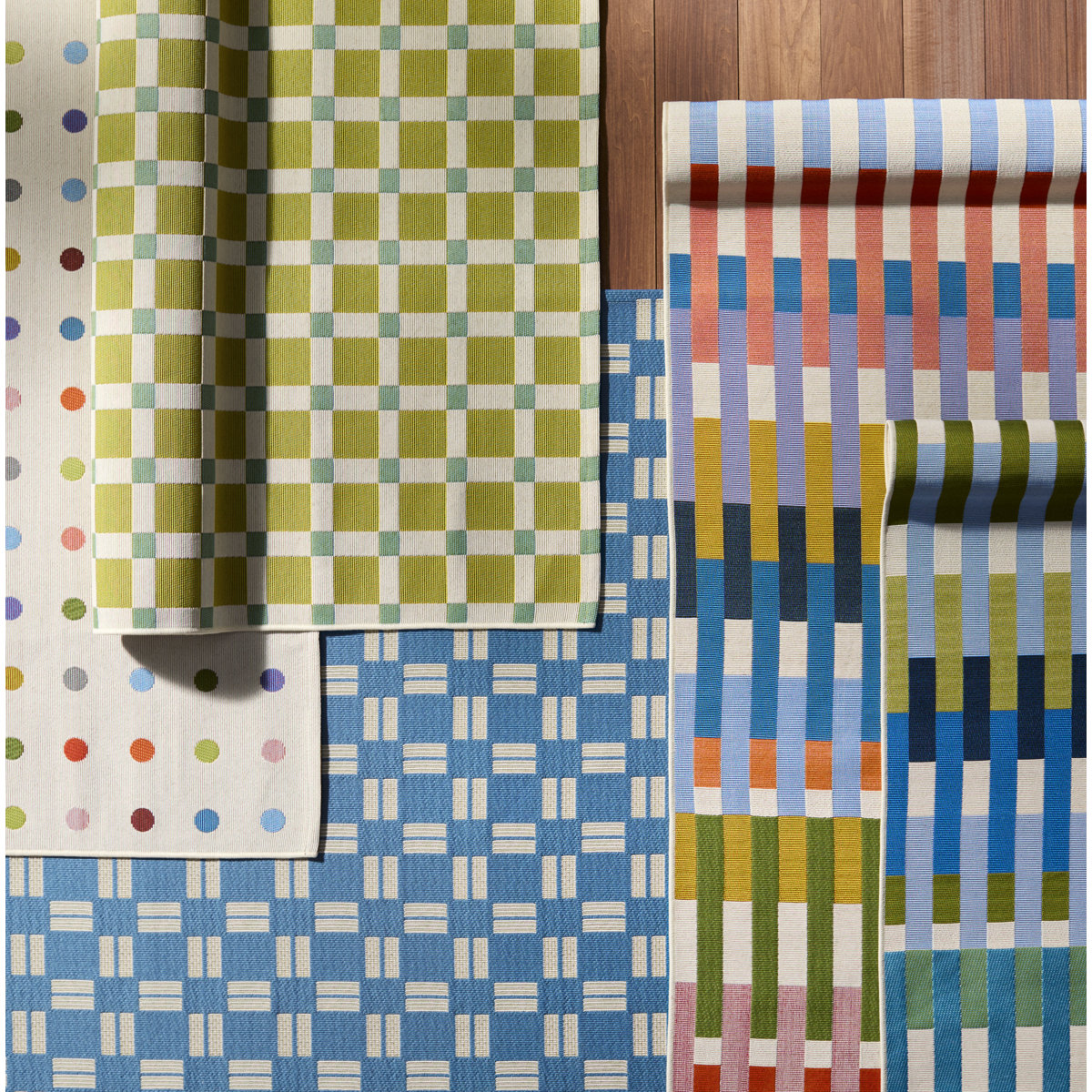 AllModern Icon Striped Indoor Outdoor Blue Rug | Wayfair