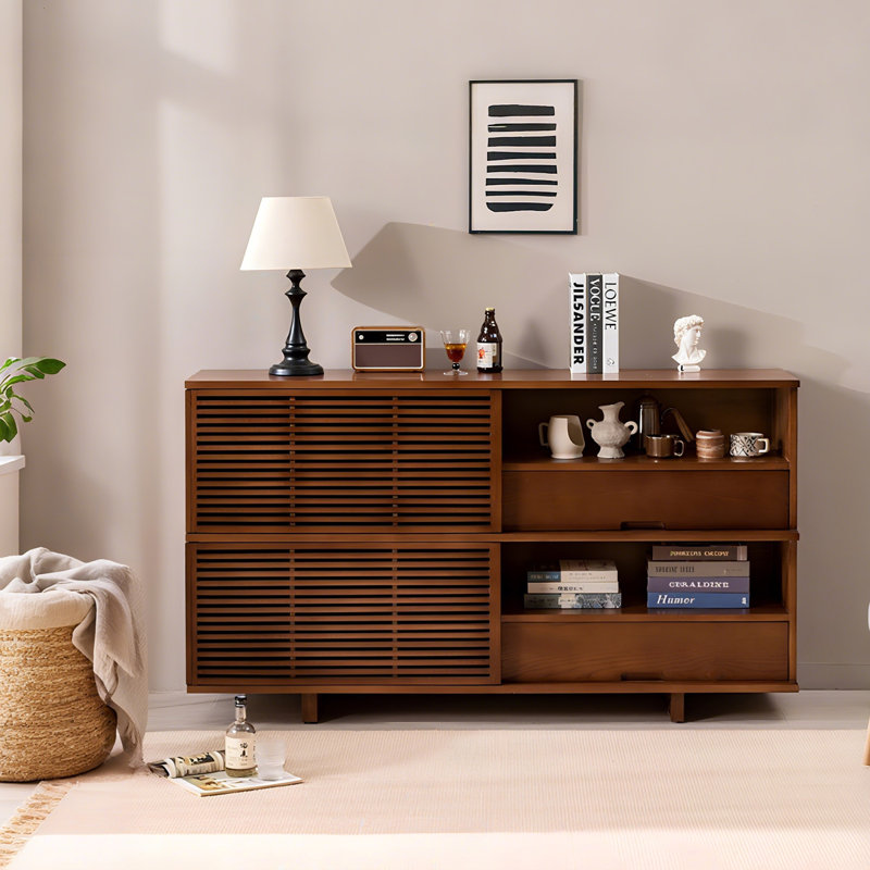 55.12"Modern Brown Solid Wood Sideboard