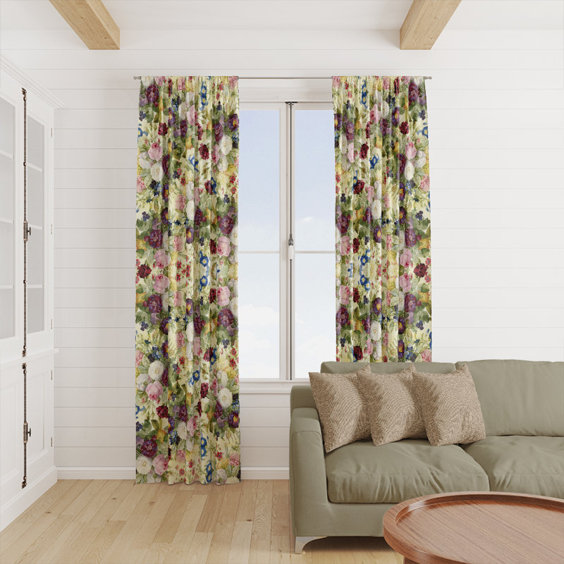 Panneau de rideau floral semi-transparent, L 40 po x L 61 po