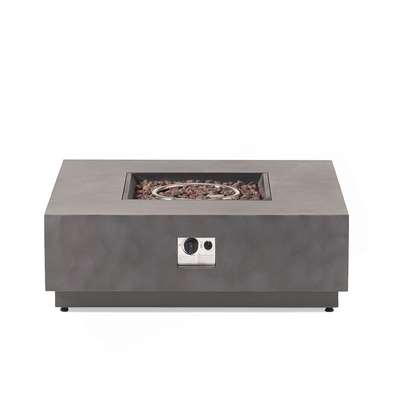 Square Iron Fire Pit-50 000 Btu, Stone Gray