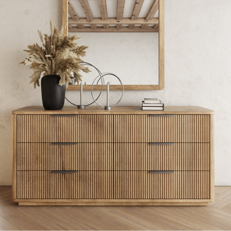 Commode double 6 tiroirs Akira, Chêne blanc