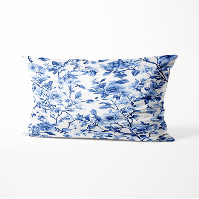 French Country Throw Pillow - Blue French Garden Toile Printed Cushion