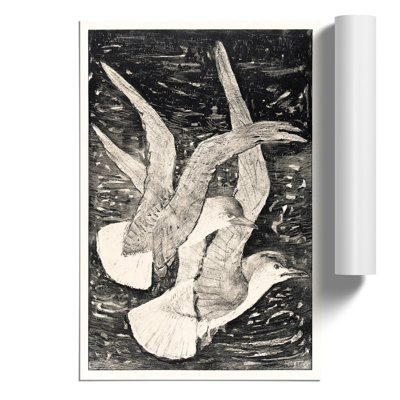 Two Flying Seagulls by Theo Van Hoytema - No Frame Painting