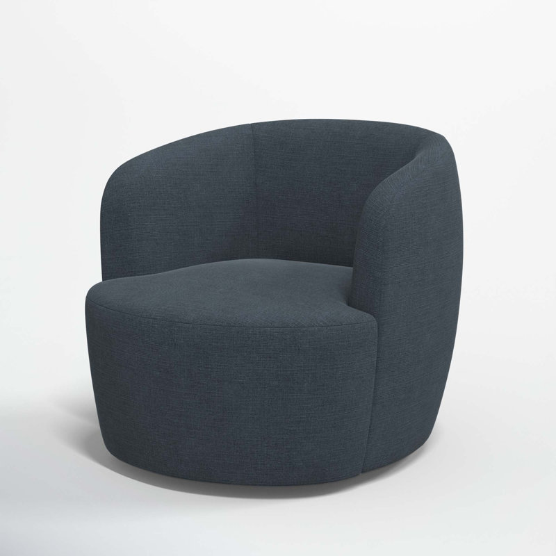 Mina Swivel Barrel Chair, Classic Navy Linen