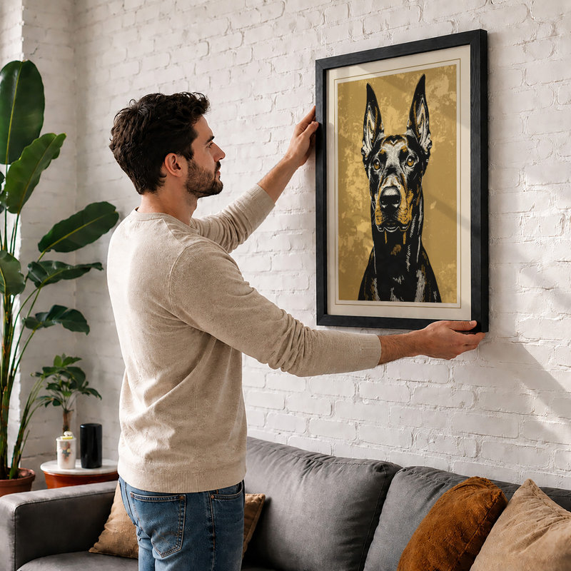 Dignified Doberman Modern - Framed Print, A3 - 42.0 x 29.7 cm, Black