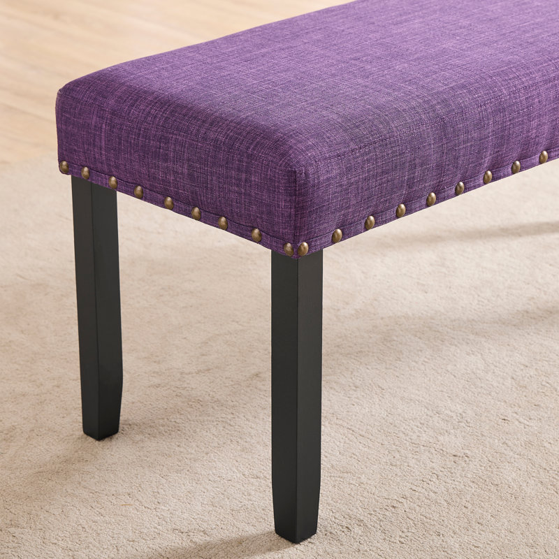 Banc de salle à manger en tissu Biony avec garniture cloutée, mauve