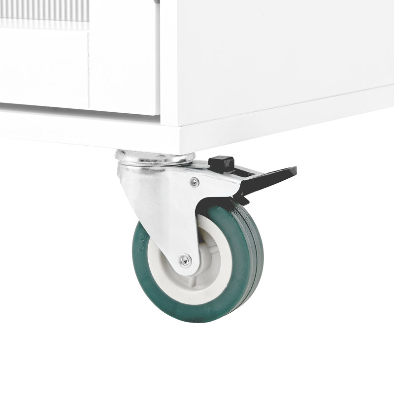 Chariot de cuisine roulant avec surface de travail rabattable, 2 tiroirs, compartiment de rangement pour porte, porte-serviettes, tablette à épices, blanc, bois d'hévéa, 34,89 po de hauteur, 145 lb de surface de rangement, armoire, cintre, 29,12 de largeur