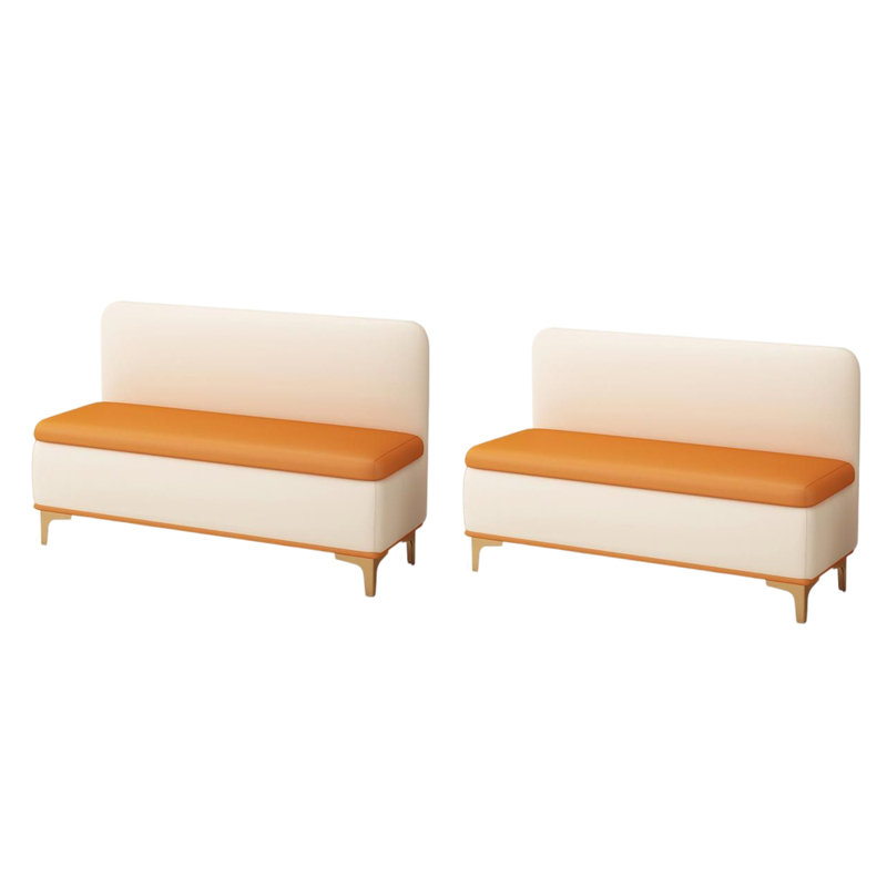 Banc commercial simple et confortable. Banc rembourré en similicuir, Orange, blanc cassé