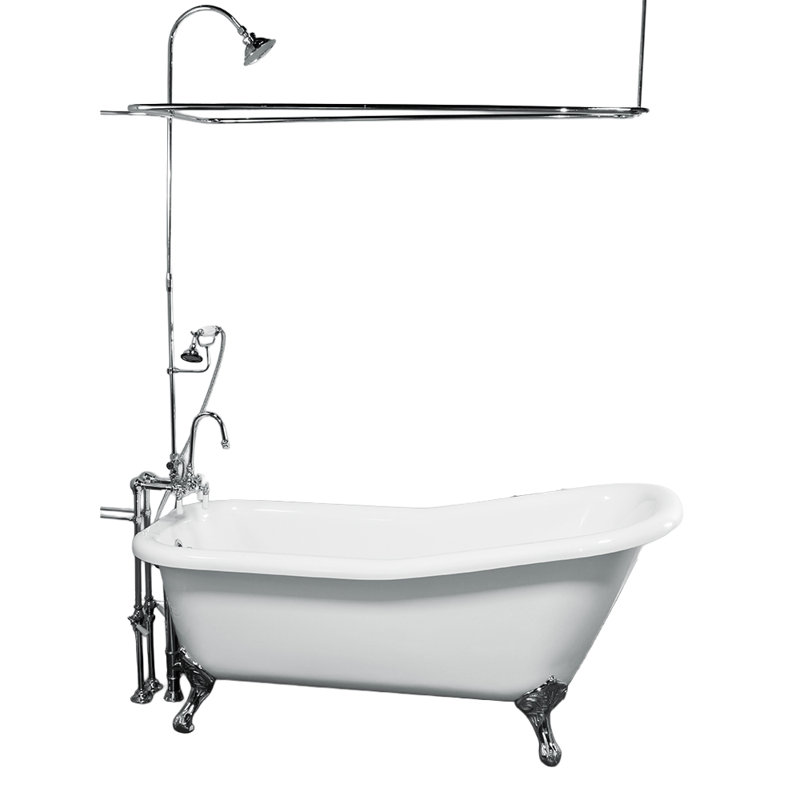 Ensemble de douche au sol au-dessus de la jante avec douche à main avec débit 1,75 GPM et corps de robinet central 3 3, 8 po par Strom Living