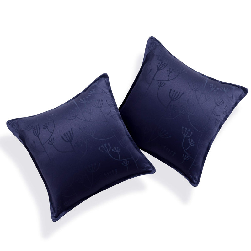 Housses de coussin décoratif à motif floral carré (ensemble de 2), Carré 18 po, Bleu ardoise floral