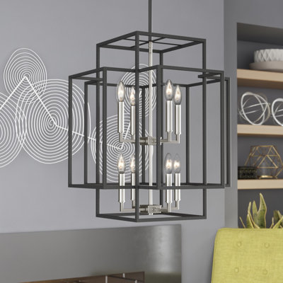 Orona 8 - Light Steel Dimmable Lantern Tiered Chandelier